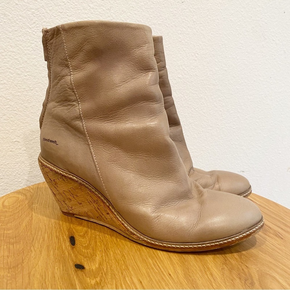 Sandwich Brand Leather Heeled Espadrille Booties sz 40